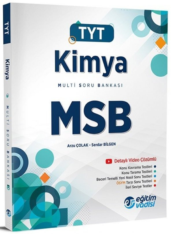 YKS TYT Kimya MSB Multi Soru Bankası Video Çözümlü Eğitim Vadisi Yayınları