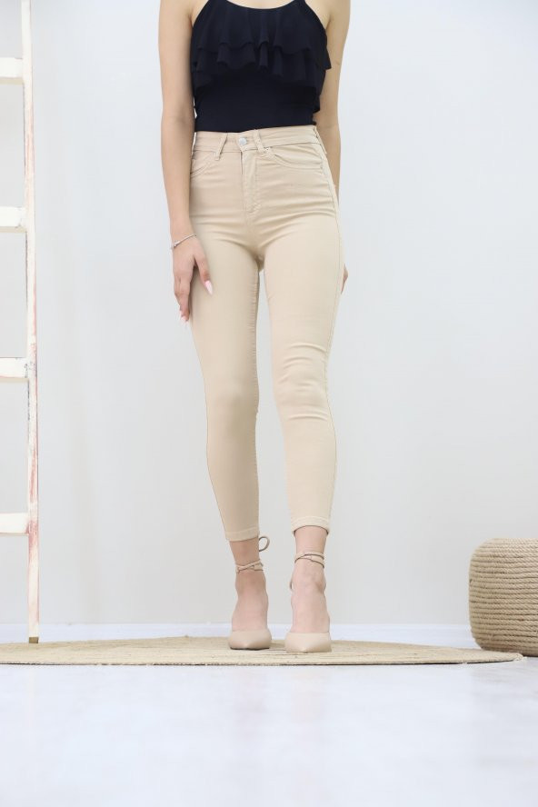 Aktuel Giyim YP4834-R3791 Yüksek Bel Likralı Gabardin Pantolon