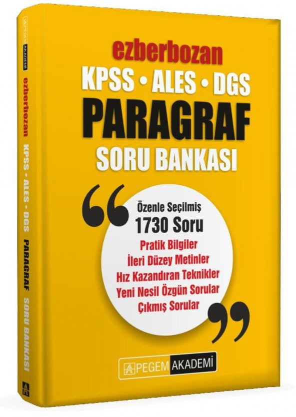KPSS ALES DGS Ezberbozan Paragraf Soru Bankası Pegem Yayınları
