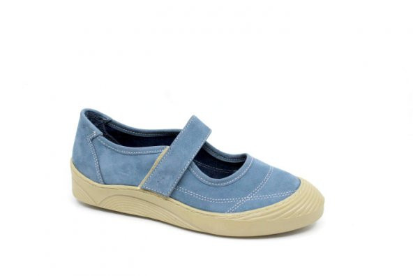 Zerhan 1032 Kadın Mavi Cırtlı Hakiki Deri Comfort Ayakkabı