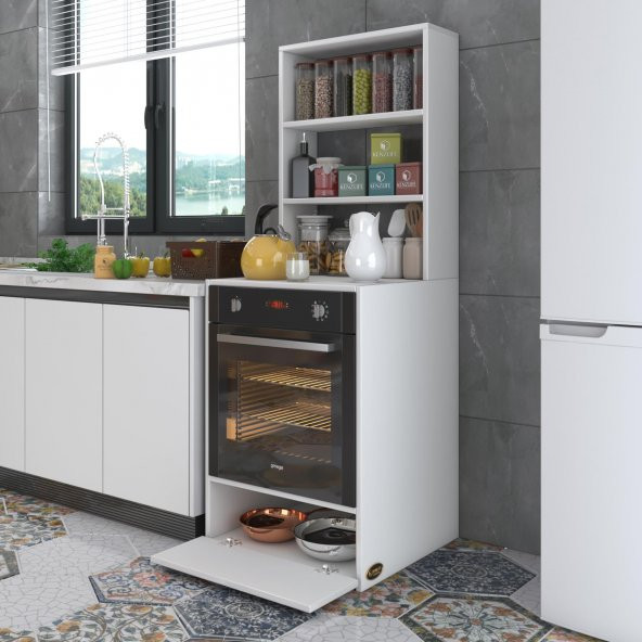 Kenzlife ankastre fırın dolabı bengisu byz 165x60x56 mutfak kapaklı