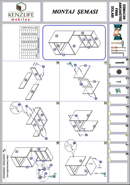 Kenzlife ankastre fırın dolabı esmacan cvz 165*60*56 mutfak eko düz - Resim 4