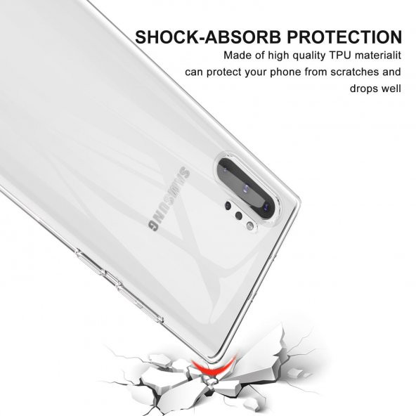 Samsung Galaxy Note 10 Plus Kılıf Zore İmax Şeffaf Silikon Kılıf - 4