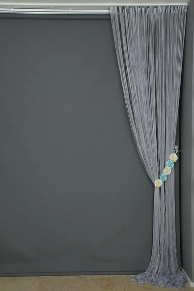 İP PERDE İNCE ZİNCİR GRİ RENK 300 x 280 CM - Resim 6