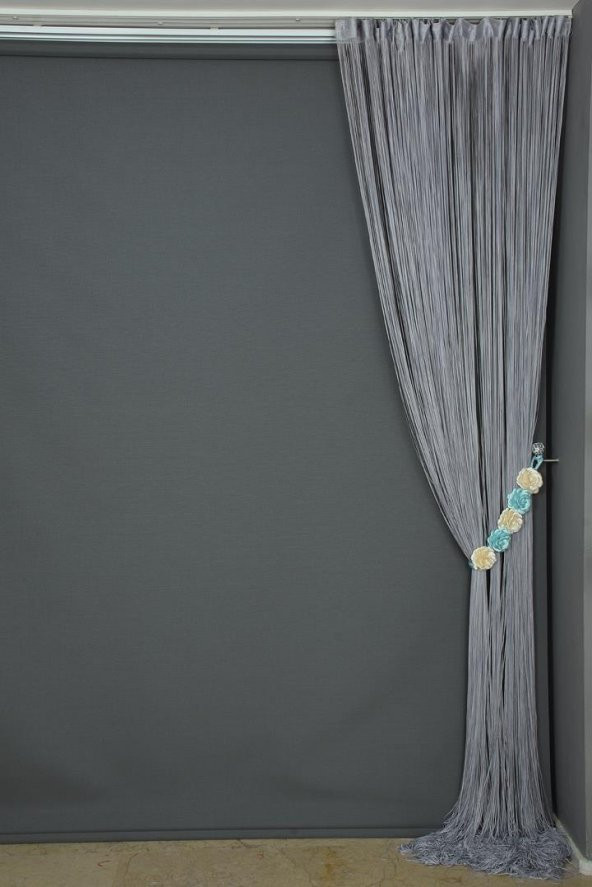 İP PERDE İNCE ZİNCİR GRİ RENK 300 x 280 CM - 6