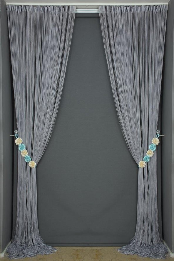 İP PERDE İNCE ZİNCİR GRİ RENK 300 x 280 CM - 7