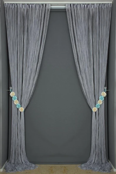 İP PERDE İNCE ZİNCİR GRİ RENK 300 x 280 CM - Resim 7
