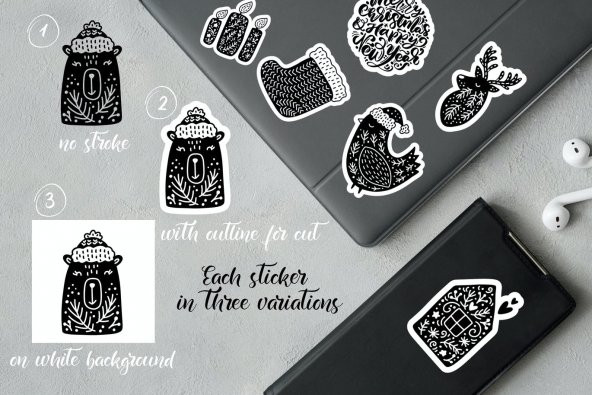 30 Adet Yılbaşı Christmas JDM Araba Stickers Motor Bisiklet Laptop Sticker Etiket Çıkartma Siyah - 5