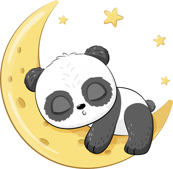 Sticker Master Uyuyan Panda Beyaz Yıldızlar ve Bulutlar Dekoratif Bebek Çocuk Odası Duvar Sticker - 2