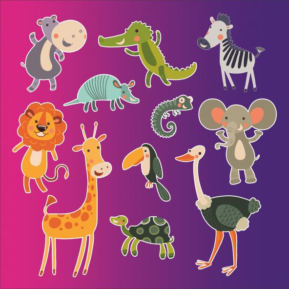 Sticker Masters Neşeli Hayvanlar Çocuk Odası Sticker ürün görseli