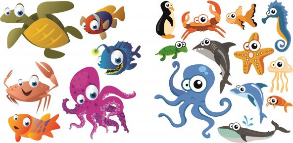 Sticker Masters Sevimli Deniz Hayvanları Duvar Çocuk Odası Sticke ürün görseli