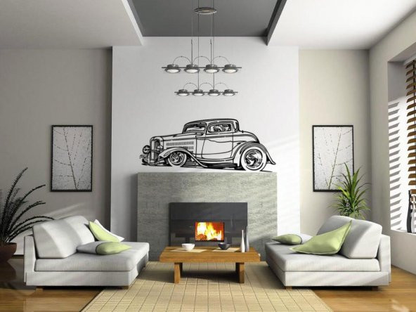 Sticker Masters Vintage Car With Man And Women Duvar Sticker ürün görseli