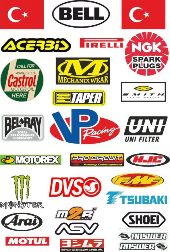 Sticker Masters Motosiklet Sponsor Sticker Seti 1