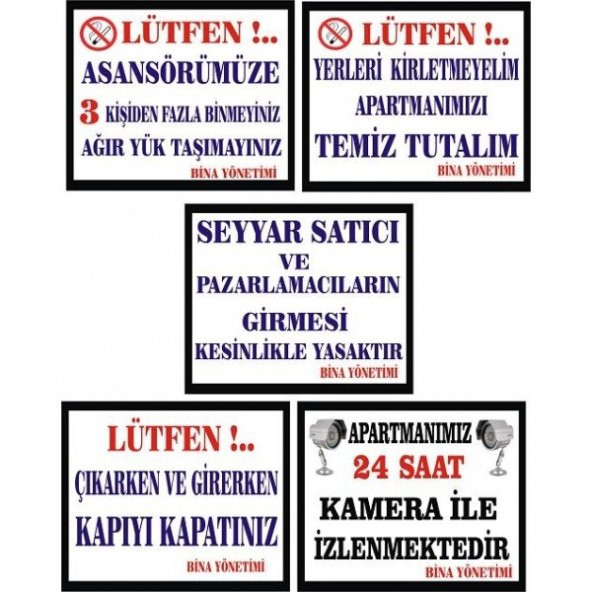 Sticker Masters Apartman Uyarı Levhaları Set ürün görseli