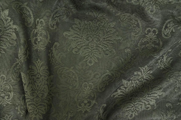 DAMAKS MODEL HAKİ YEŞİL RENK TEK KANAT Hazır dikilmiş Pileli Fon Perde 75*260 cm - Resim 7