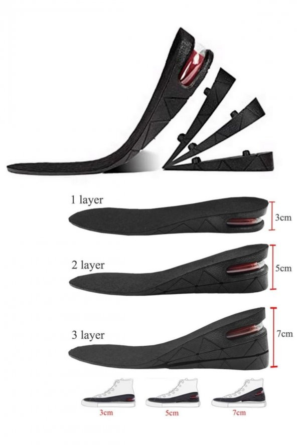 7 Cm Hava Yastıklı Boy Uzatıcı Tabanlık Boy Uzatan Topuk Yükseltici - 2