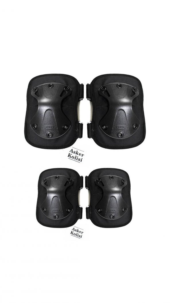 Siyah Koruyucu Dizlik ve Dirseklik Takımı - Askeri Airsoft Motosiklet Bisiklet - 3