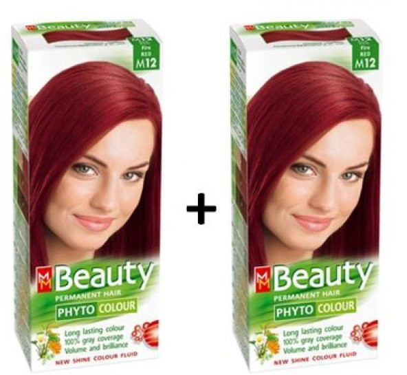 Beauty Bitkisel Saç Boyası M12 (Ateş Kızılı)- 2 ADET