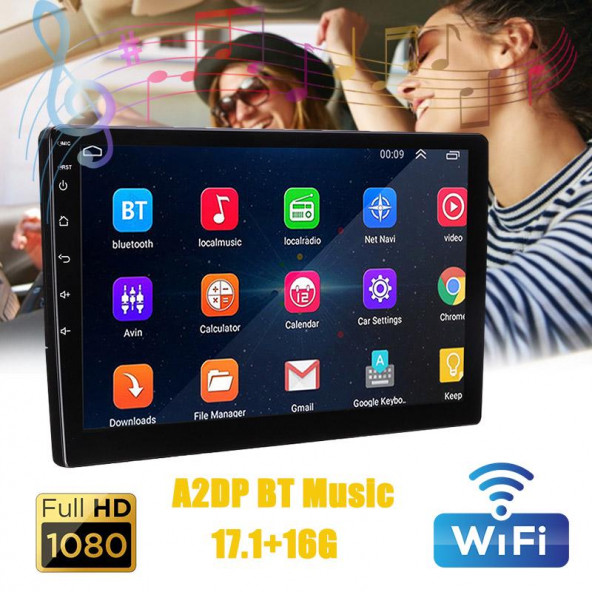 10.1 inç +Carplay ile 2Din Android 13 / (2gb.Ram) 2+32 gb.Oto 4Core Multimedya arkası kısa ince - 3