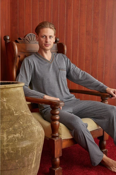 Kly 7130 Erkek V Yaka Pijama Takımı ürün görseli 1