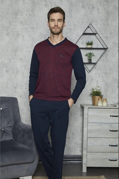 Kly 7420 Erkek Battal V Yaka Pijama Takımı ürün görseli