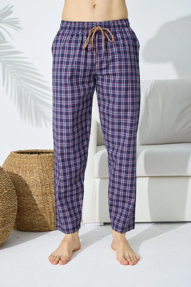 Kly 173 Erkek Pamuklu Poplin Tek Pijama Eşofman Alt - 3