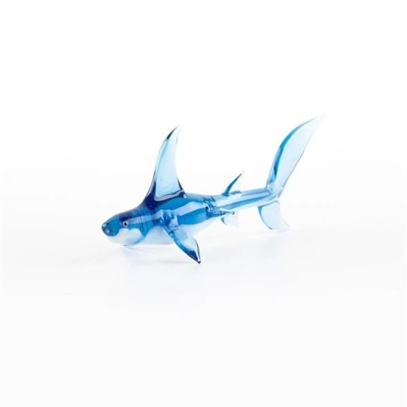 Murano Cam Küçük Köpek Balığı Mavi El Yapımı