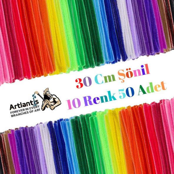 Şönil Renkli 30 Cm 50li 1 Paket Artlantis 30 Cm Renkli Tüylü Tel 50 li 1 Paket - 2
