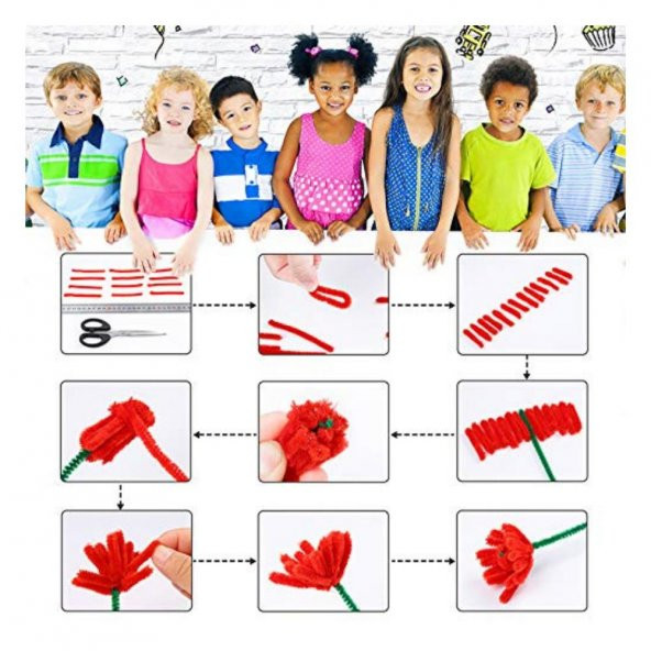 Şönil Renkli 30 Cm 100lü 1 Paket Artlantis 30 Cm Renkli Tüylü Tel 100 lü 1 Paket - 3