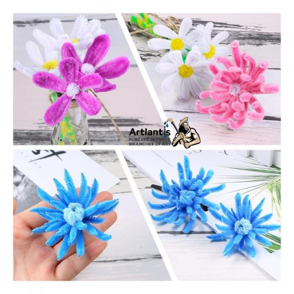 Şönil Renkli 30 Cm 100lü 1 Paket Artlantis 30 Cm Renkli Tüylü Tel 100 lü 1 Paket - 4