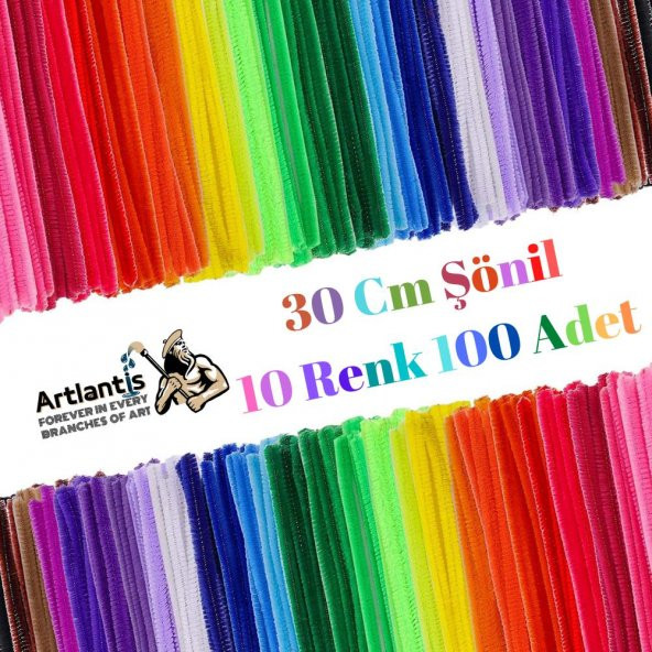 Şönil Renkli 30 Cm 100lü 1 Paket Artlantis 30 Cm Renkli Tüylü Tel 100 lü 1 Paket - 7
