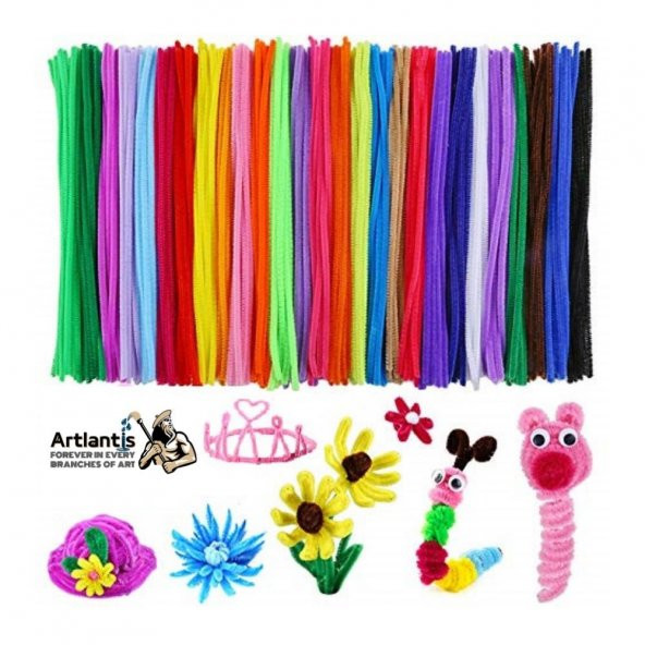 Şönil Renkli 50 Cm 100lü 1 Paket Artlantis 50 Cm Renkli Tüylü Tel 100 lü 1 Paket