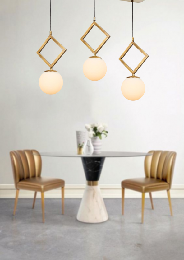 TT Aydınlatma TT015-3S ESK  Eskitme Kaplama Beyaz Camlı 3 lü Sıralı Avize - Resim 2