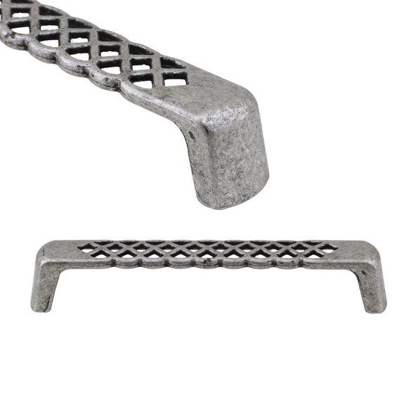Karatay Eskitme Antik Gümüş Metal (128 mm-12.8 cm) Mobilya Mutfak Çekmece Dolap Kulpu Kulbu Kulpları