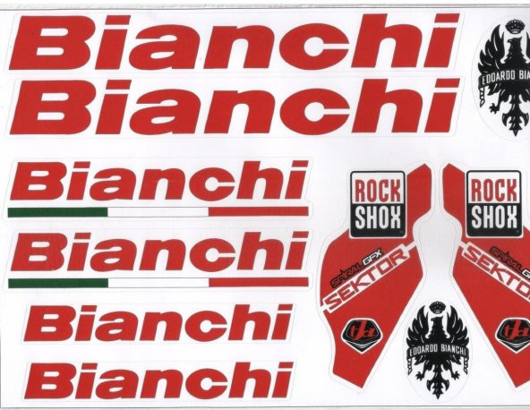Bisiklet Yazı Takımı Bianchi 1. Kalite Kırmızı