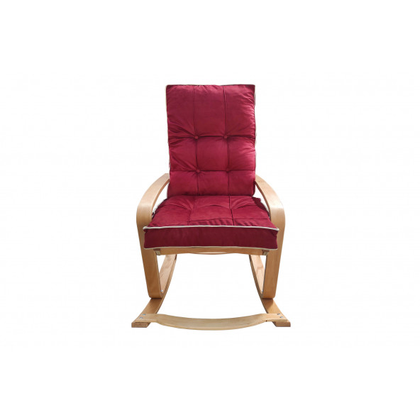 Mobildeco Şehzade Ahşap Sallanan Sandalye ve Dinlenme Koltuğu Çift Renktir Bordo / Krem - 2