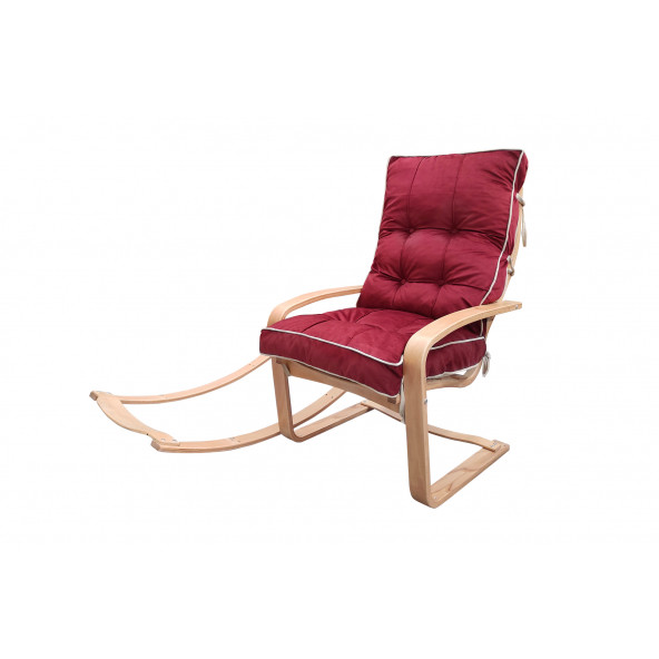 Mobildeco Şehzade Ahşap Sallanan Sandalye ve Dinlenme Koltuğu Çift Renktir Bordo / Krem - 4