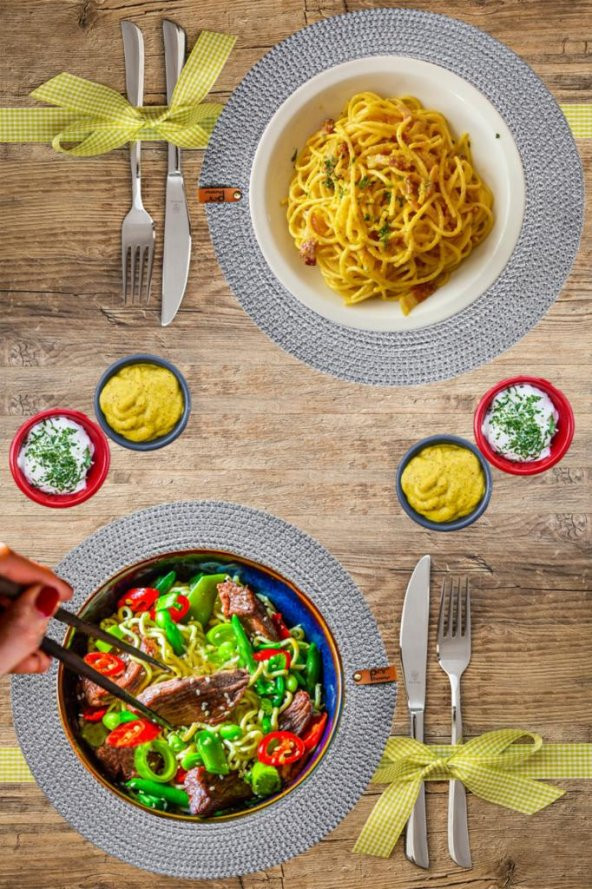 Amerikan Servis Supla Seti 6lı Yıkanabilir, Dayanıklı,ısıya Duyarlı, Uzun Ömürlü, Gri Renk - 5