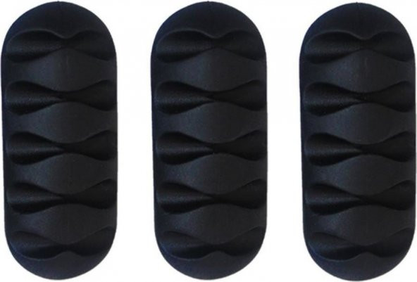 3lü Set 5 Kanallı Kablo Tutucu Düzenleyici Sabitleyici Kablo Düzenleyici SİYAH - 2