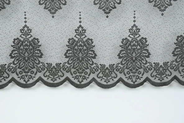 NOKTALI DAMAKS MODEL ANTRASİT RENK TEK KANAT Pileli Fon Perde 75*260 cm - Resim 3