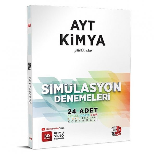 2022 AYT Kimya Simülasyon 24 Deneme 3D Çözüm Yayınları