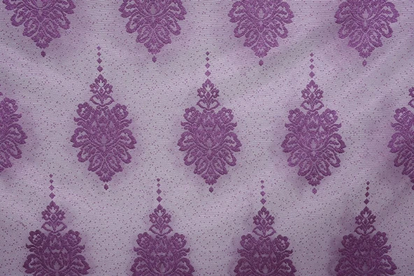 NOKTALI DAMAKS MODEL MOR RENK TEK KANAT Pileli Fon Perde 75*260 cm ürün görseli