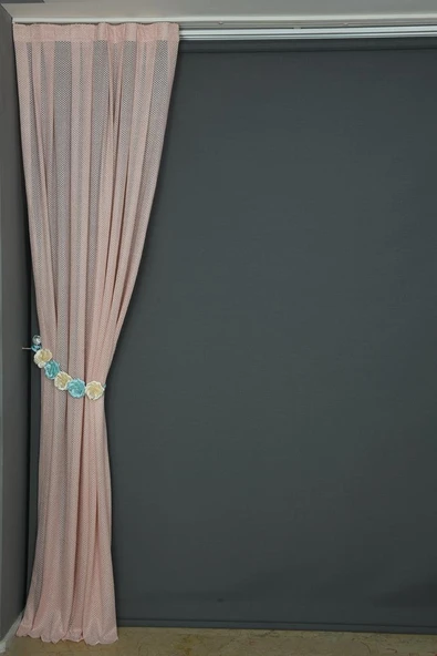 PETEK MODEL PUDRA RENK TEK KANAT Pileli Fon Perde 75*260 cm - Resim 4