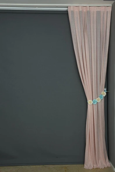 PETEK MODEL PUDRA RENK TEK KANAT Pileli Fon Perde 75*260 cm - Resim 5