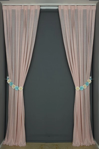 PETEK MODEL PUDRA RENK TEK KANAT Pileli Fon Perde 75*260 cm - Resim 6