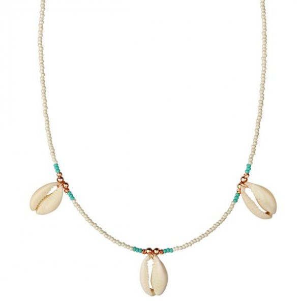 KL-BEYAZ BONCUK DİZİ DENİZ YILDIZI DETAY KOLYE ROSE RENK