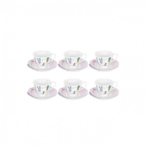 Tantitoni Lovely Kaktüs 6Lı New Bone Kahve Fincan Takımı - 2