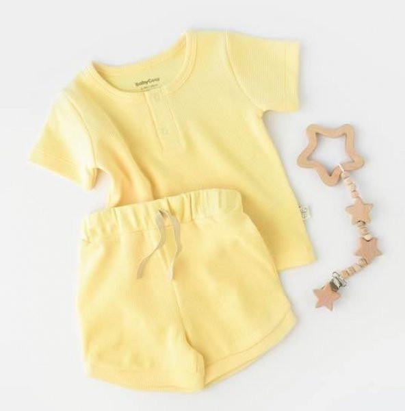 Babycosy Organik Şort & Tşört Takım Sarı - CSYW1022 - Rebebe