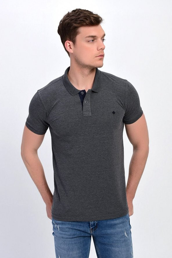 Dynamo Erkek Polo Yaka Likralı T-shirt Füme T621 - 3