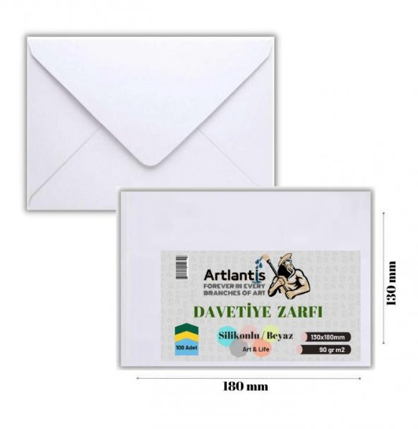 Zarf 13x18 Davetiye Zarfı Beyaz 100lü 1 Paket Artlantis Beyaz Davetiye Zarfı 13*18 100lü 1 Paket